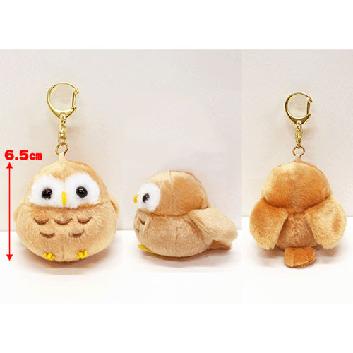 ふくふくことりマスコットキーホルダー ほういち（フクロウ） - 画像1