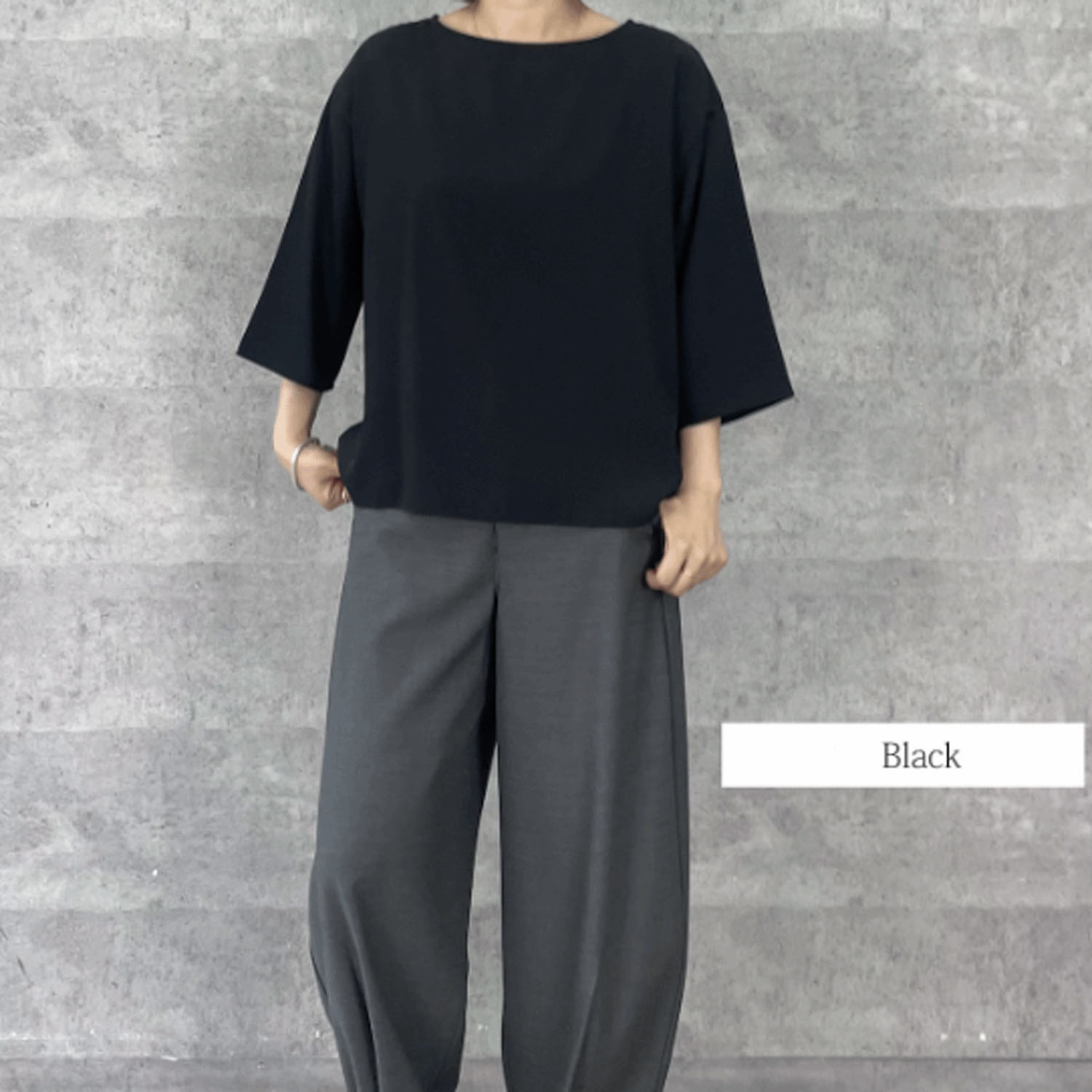 Anna Kerry 7分袖デシンブラウス - 画像2