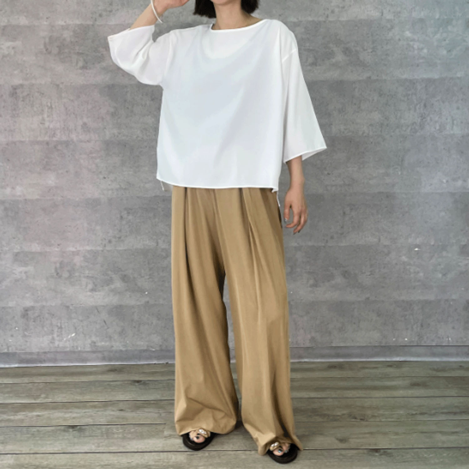 Anna Kerry 7分袖デシンブラウス - 画像5