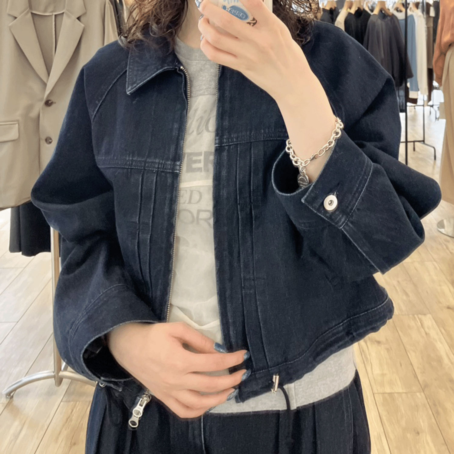 cloche ジップデニムブルゾン - 画像2