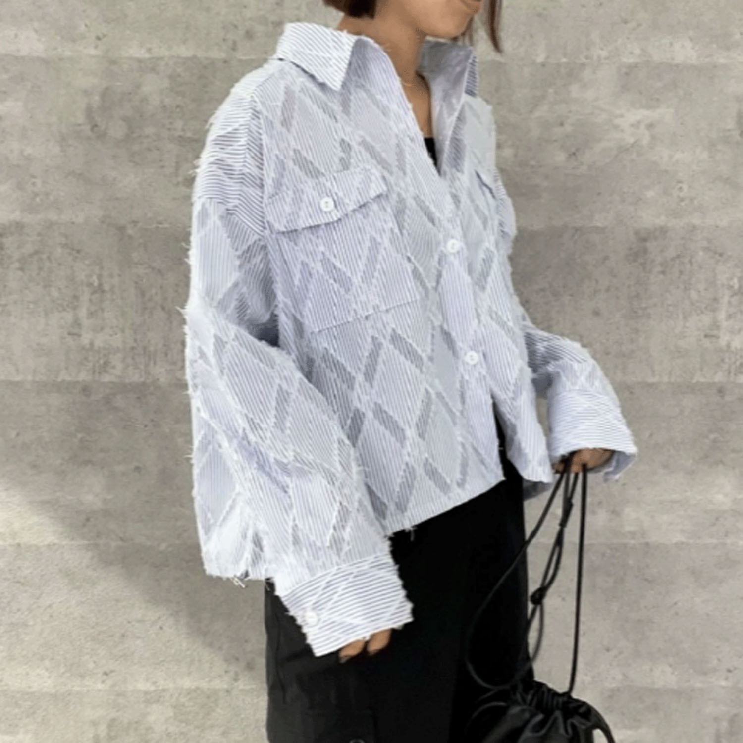 Anna Kerry ストライプシャツブルゾン - 画像2