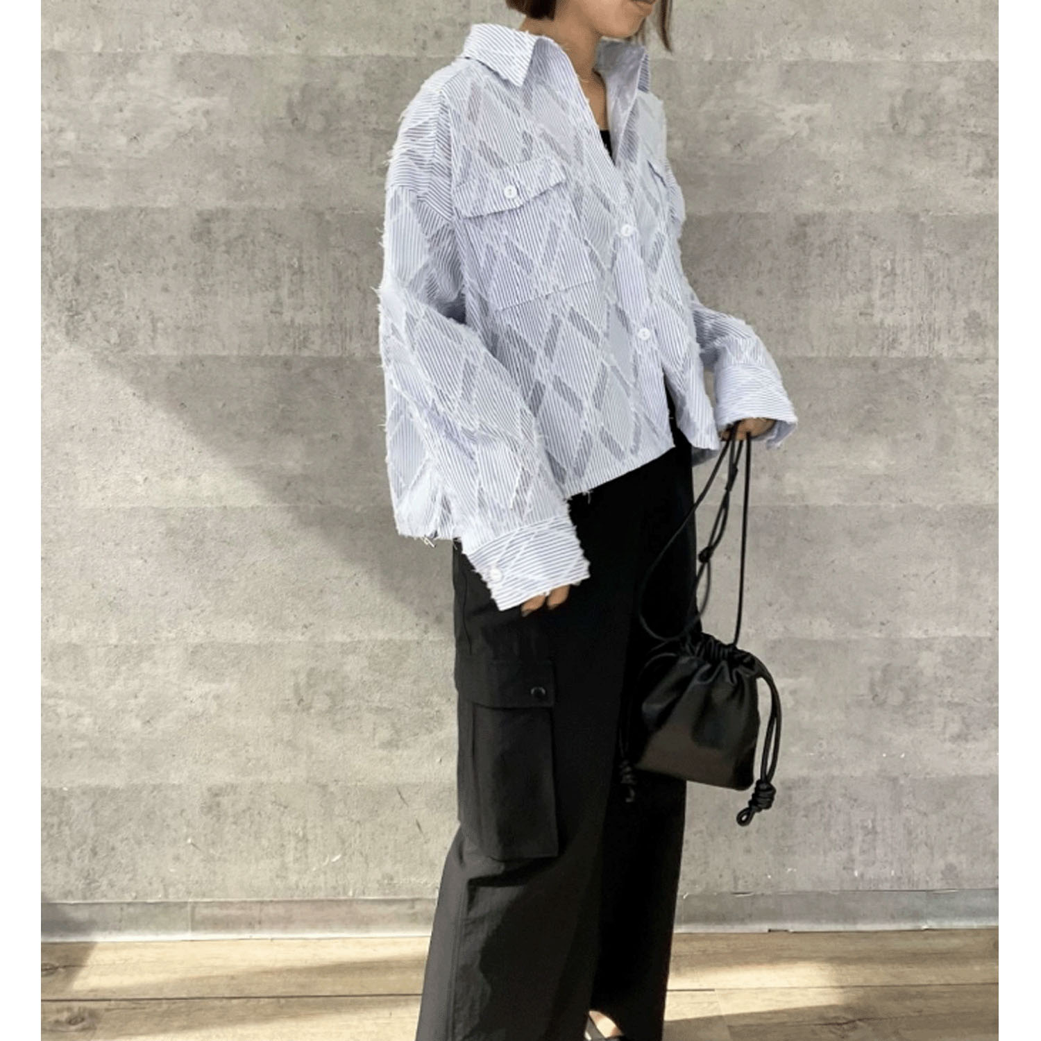 Anna Kerry ストライプシャツブルゾン - 画像4