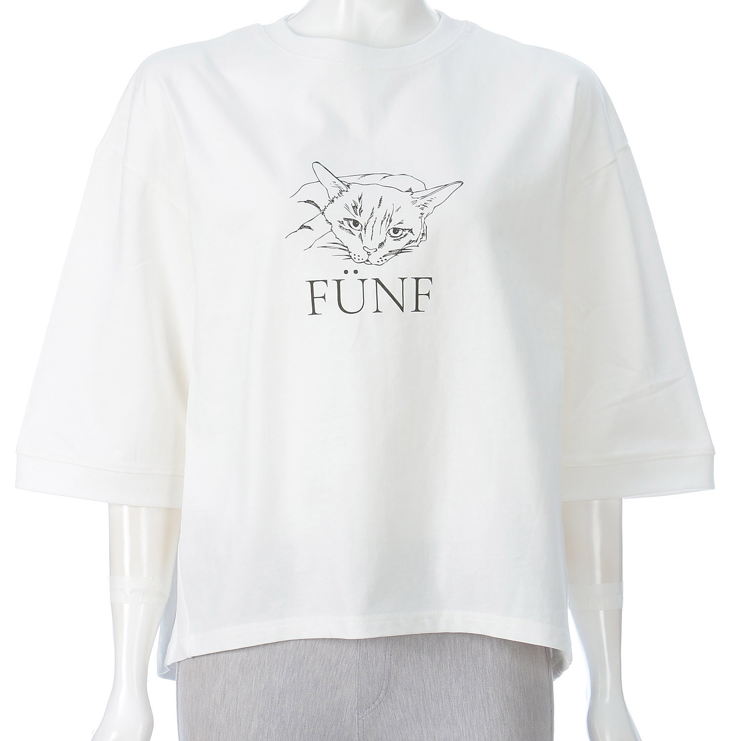 cloche 猫プリント5分袖Tシャツ - 画像4