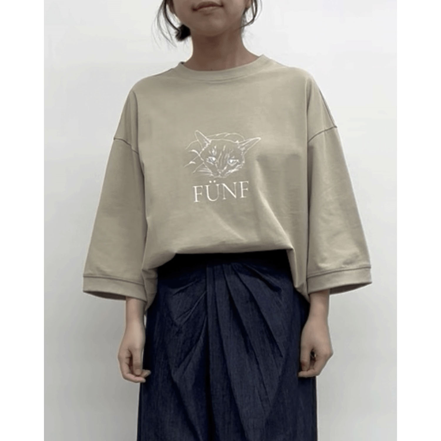 cloche 猫プリント5分袖Tシャツ - 画像1