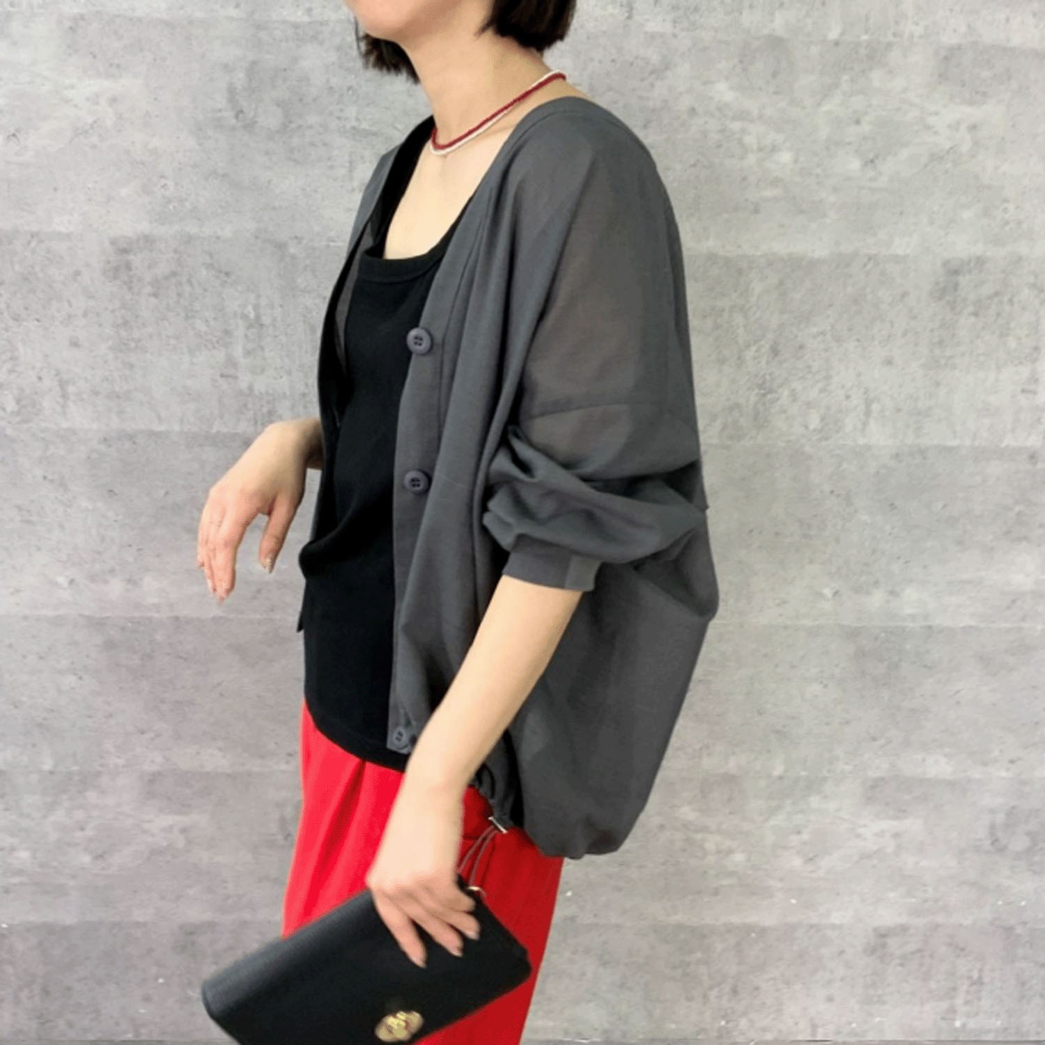 Anna Kerry Vネックルーズカーディガン