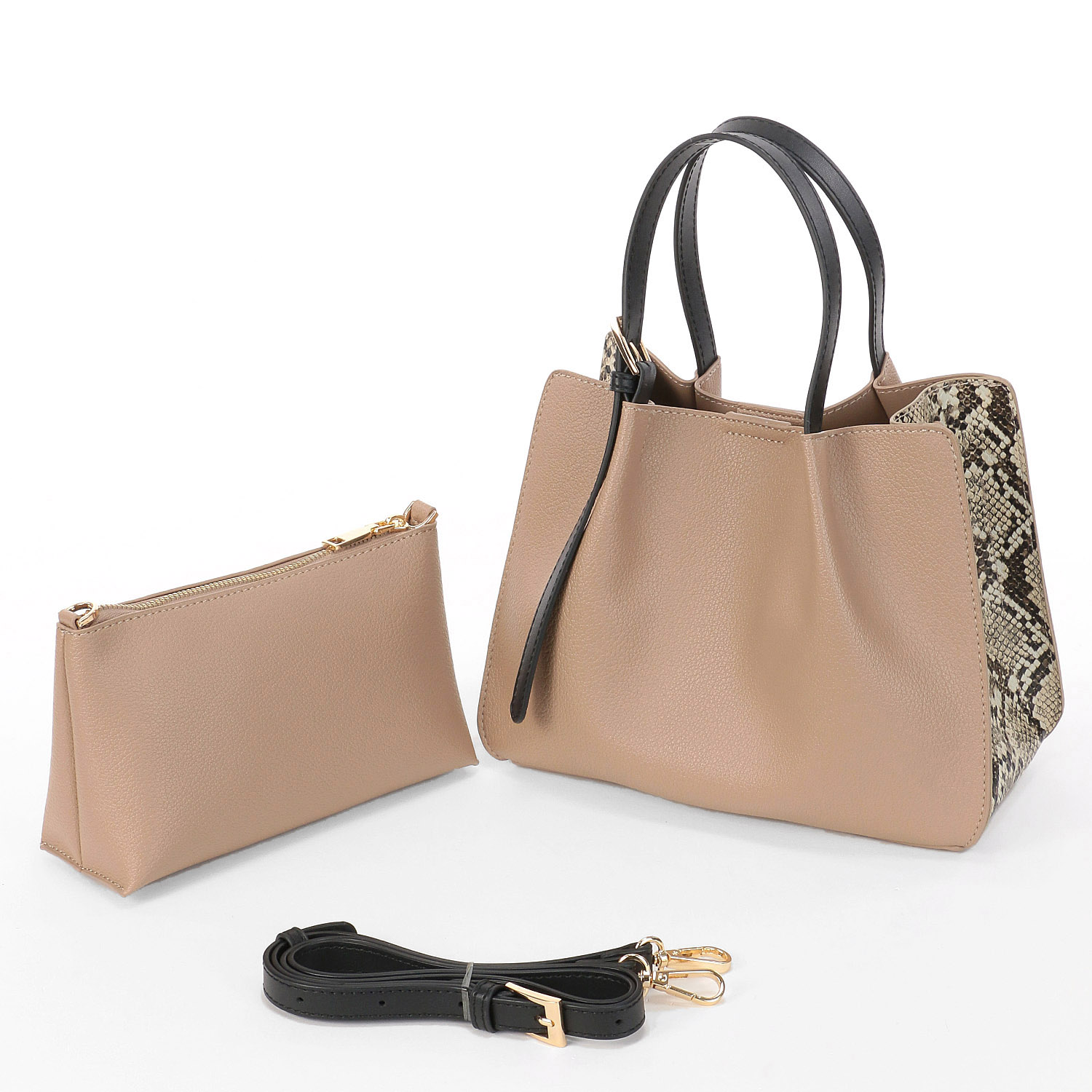 cachecache フェイクレザーショルダーバッグ付スクエアトート - 画像15