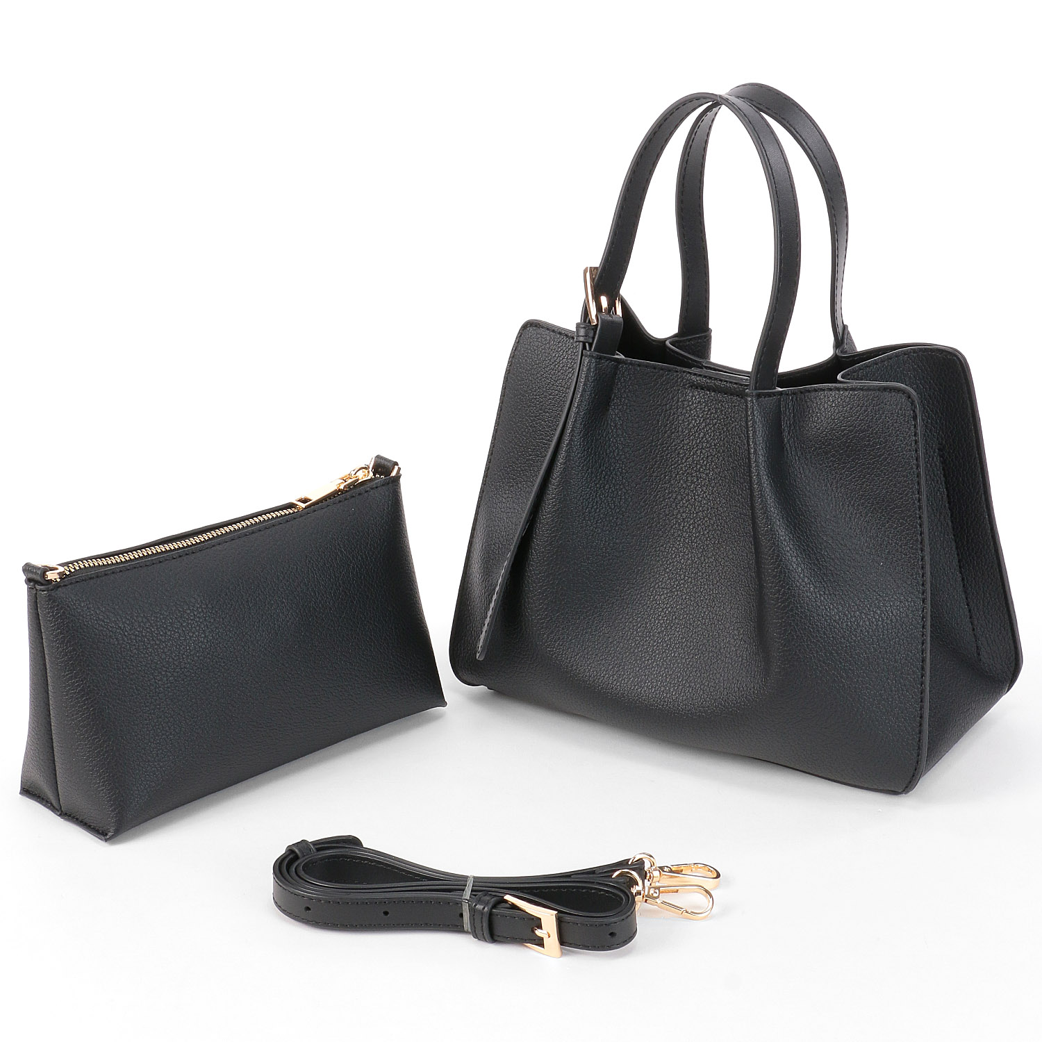 cachecache フェイクレザーショルダーバッグ付スクエアトート - 画像6