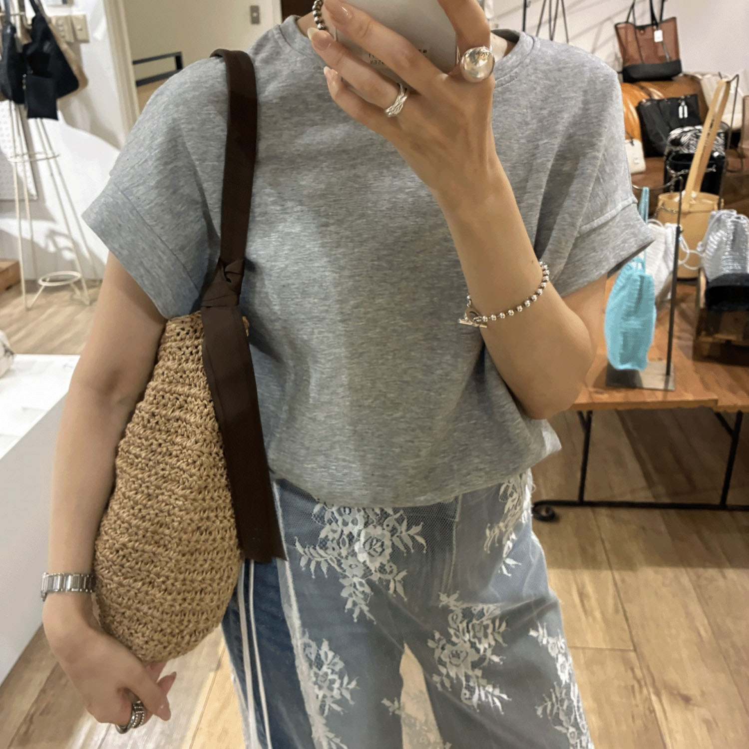 cachecache 下がりグログラン地柄編みトート - 画像11