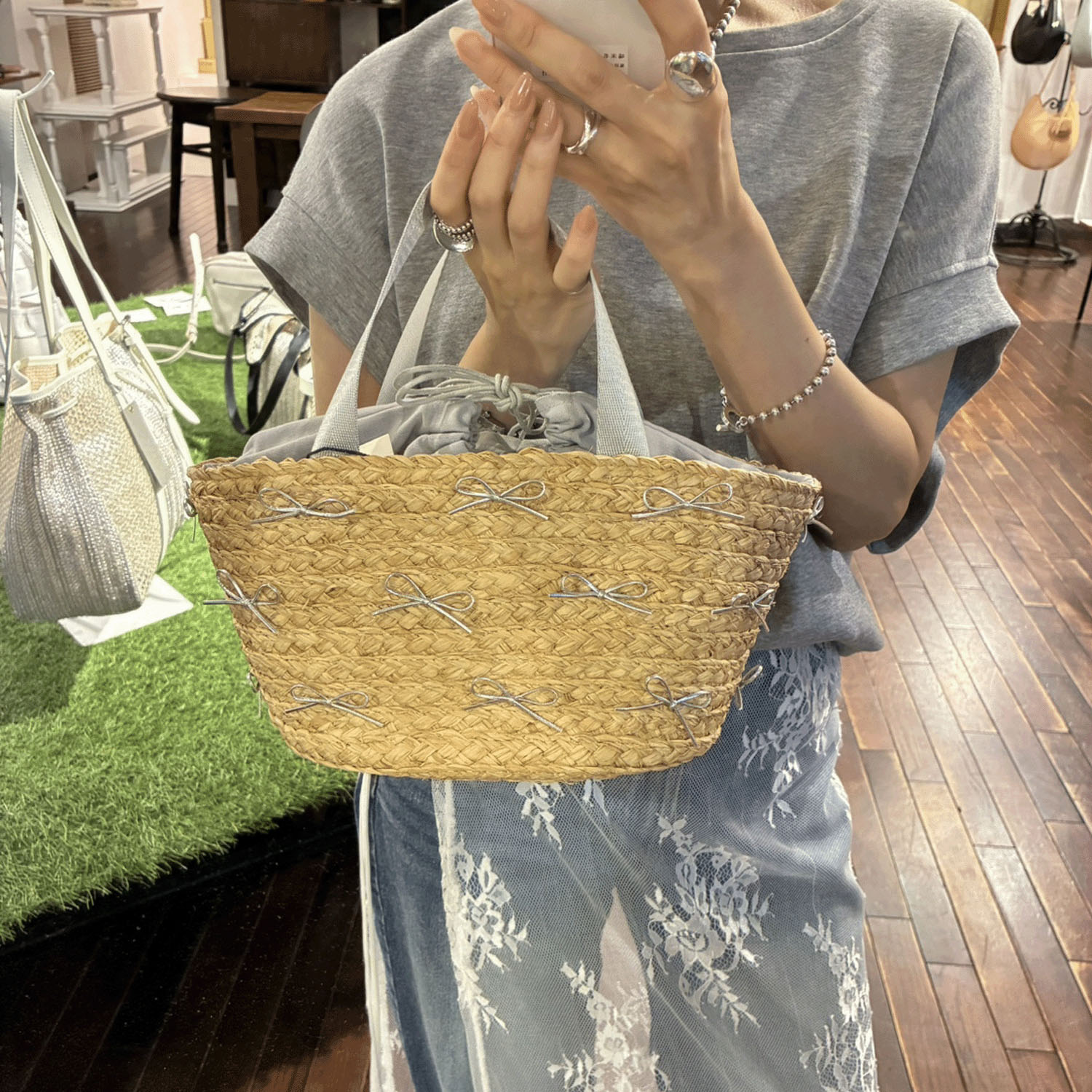 kakatoo ラフィアブレードリボンバッグ - 画像5