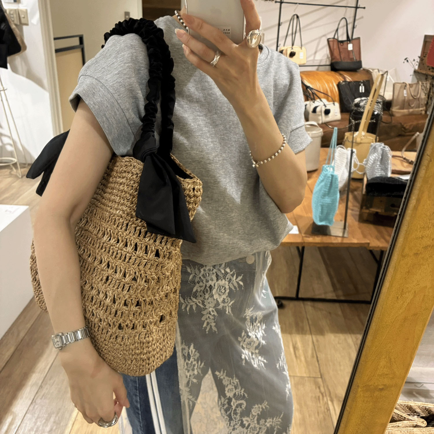 cachecache ラフィアブレードリボンバッグ - 画像3