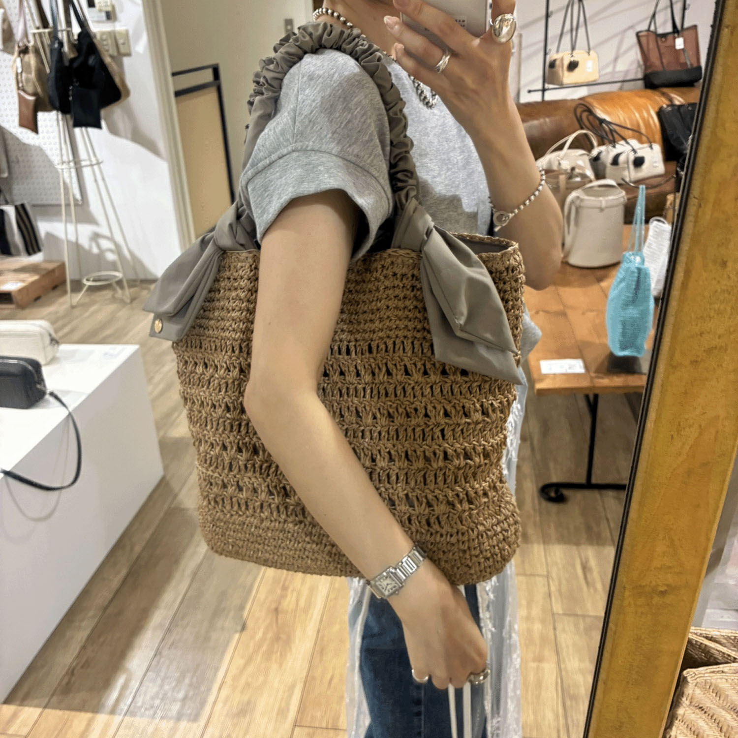 cachecache ラフィアブレードリボンバッグ - 画像5