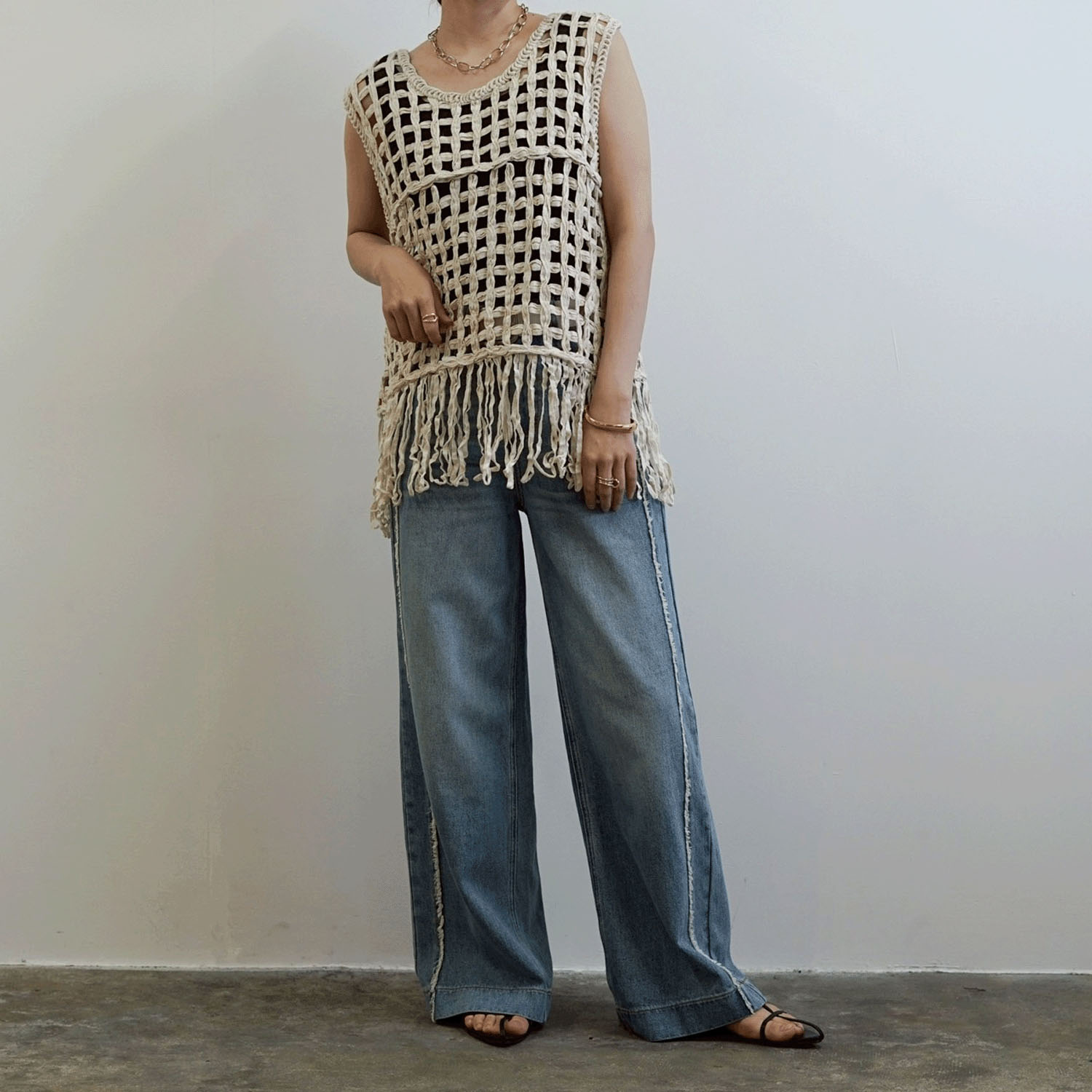 SEVEN SENSE メッシュノースリーブトップス - 画像5