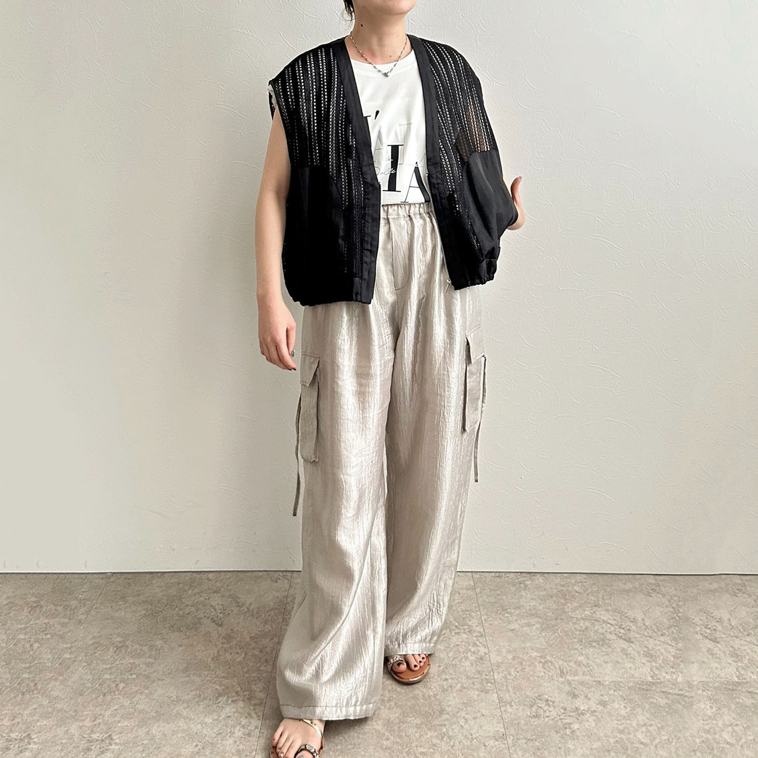 【InstaLive】LHELBIE（レルビエ） ストライプメッシュジレ - 画像4