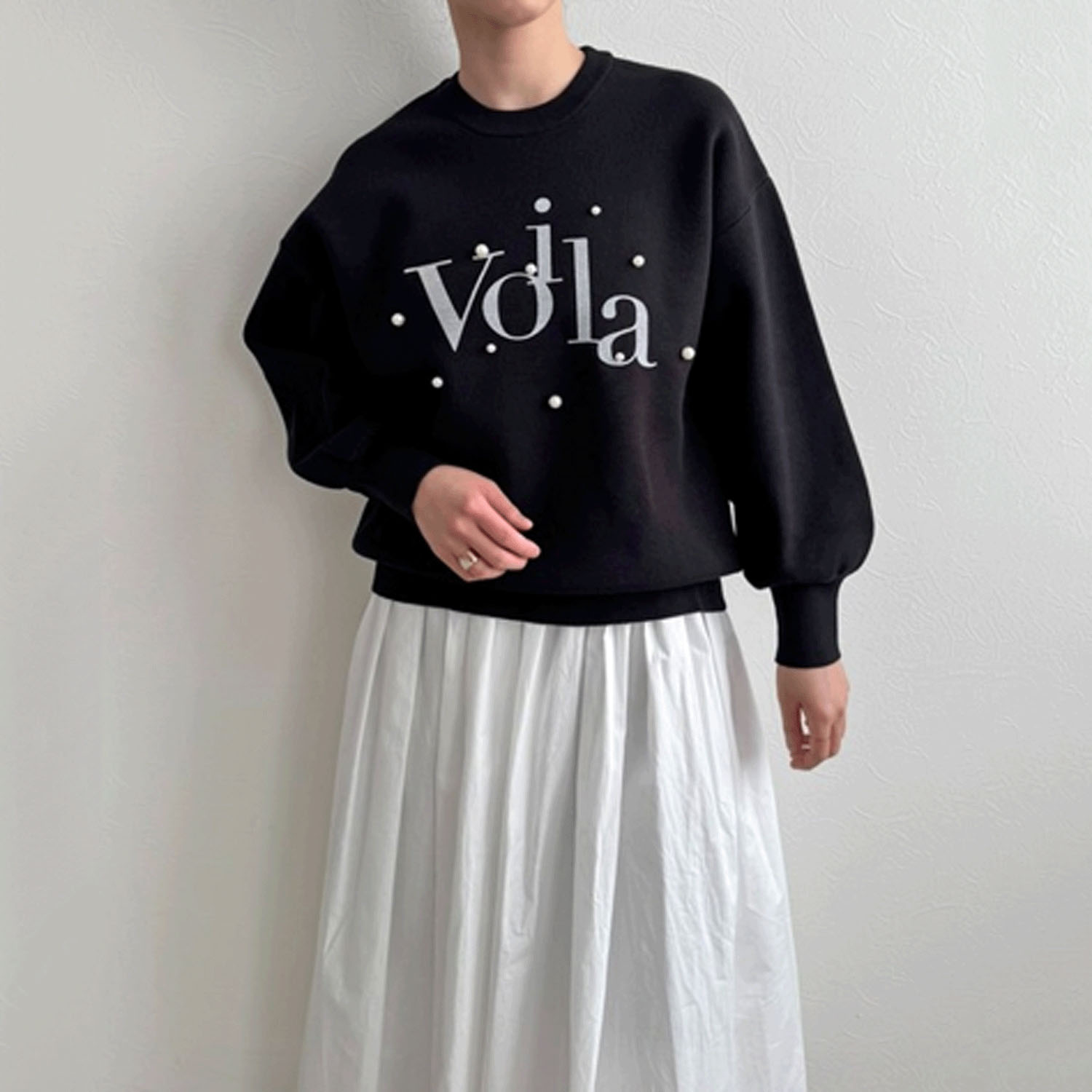 LHELBIE ロゴ×パールニットトップス - 画像2