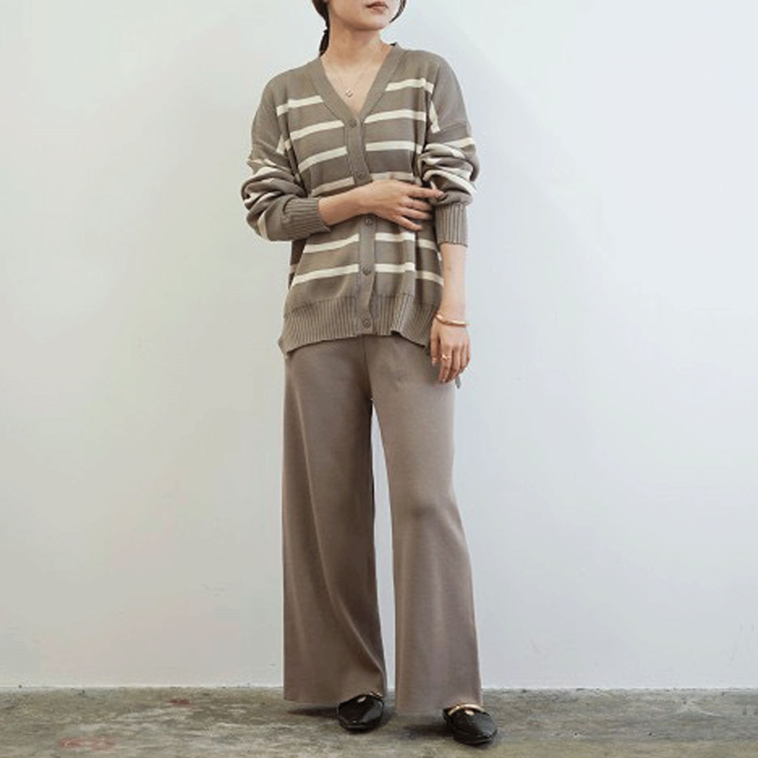 SEVEN SENSE ボーダーカーディガンとパンツのセット - 画像2