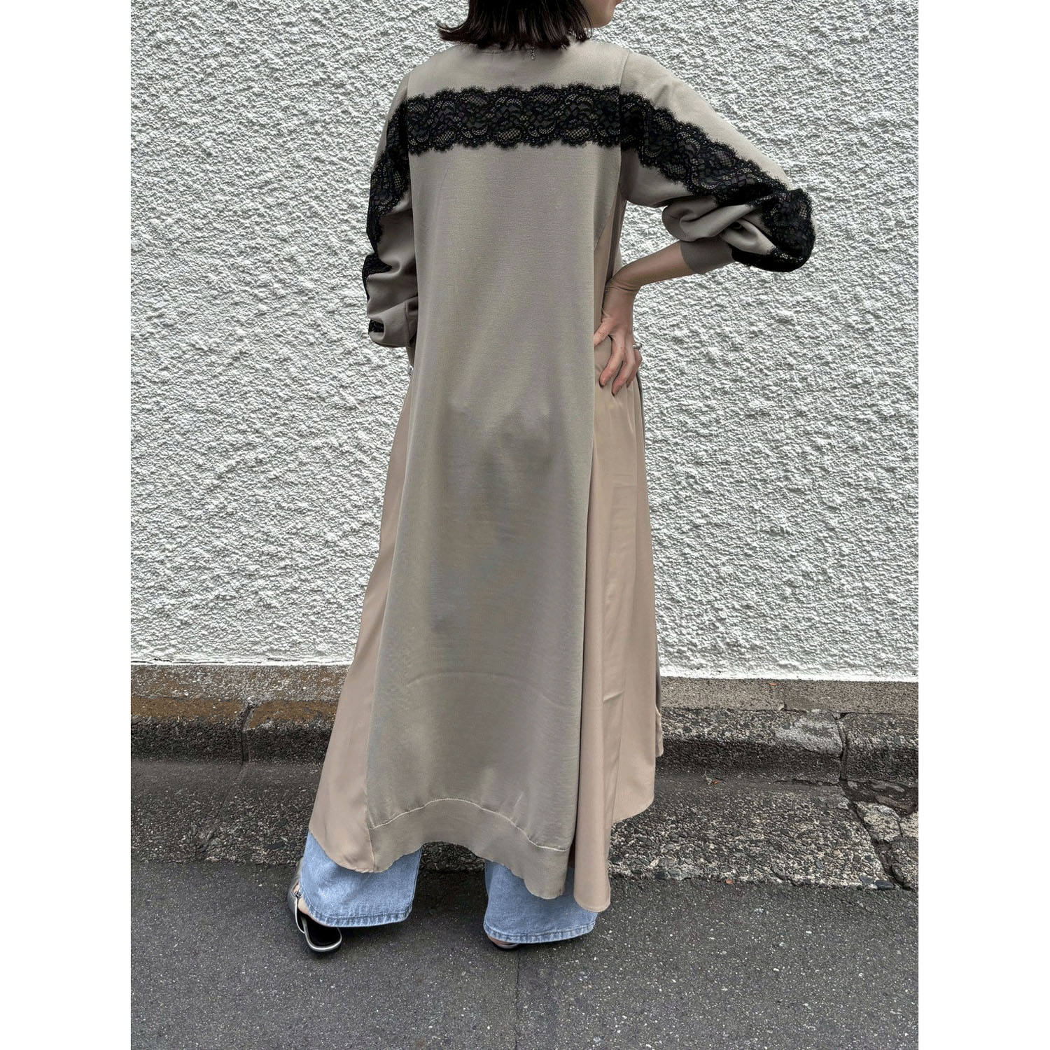 【Insta Live】ROSIEE 後レースライン布帛ニットワンピース - 画像23