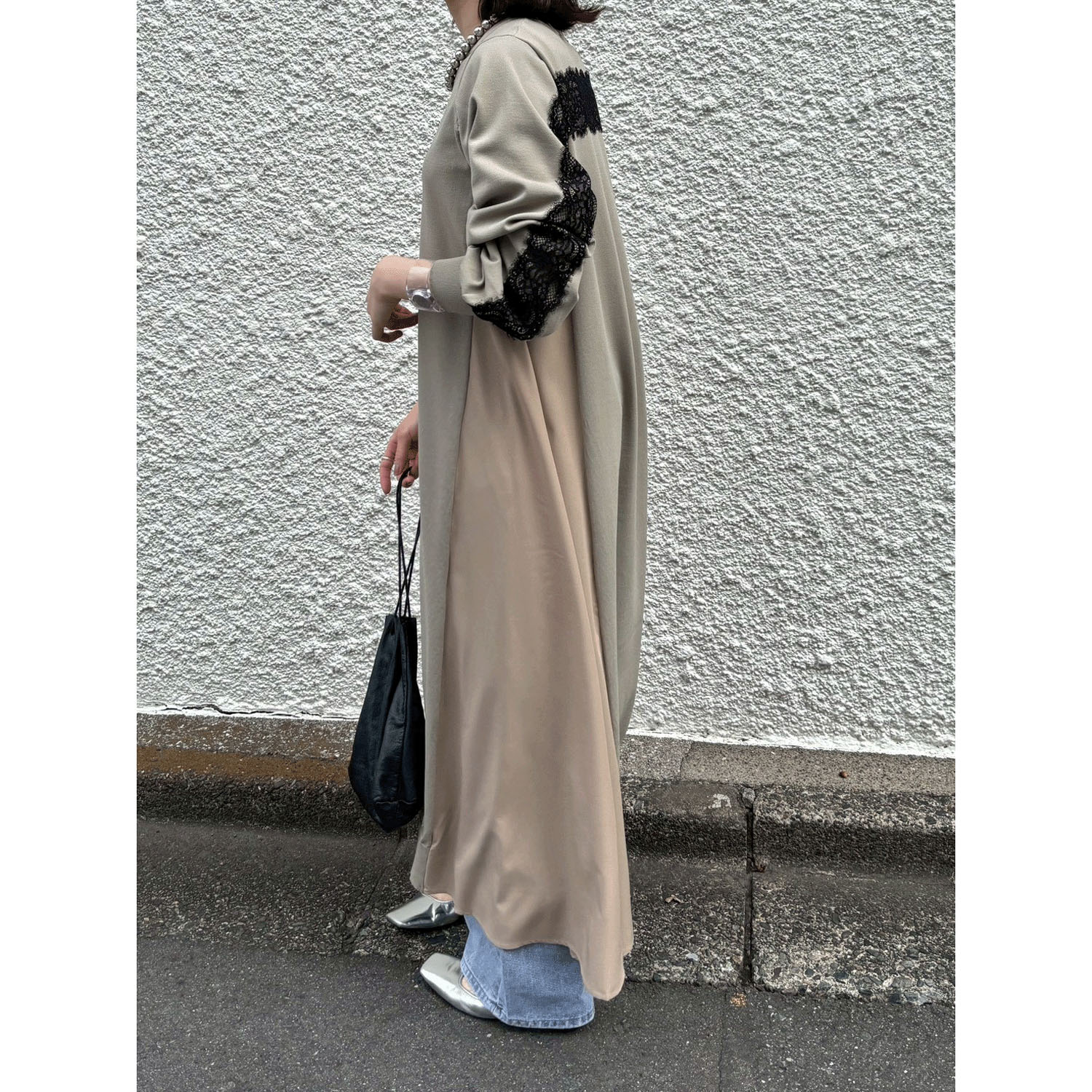 【Insta Live】ROSIEE 後レースライン布帛ニットワンピース - 画像28