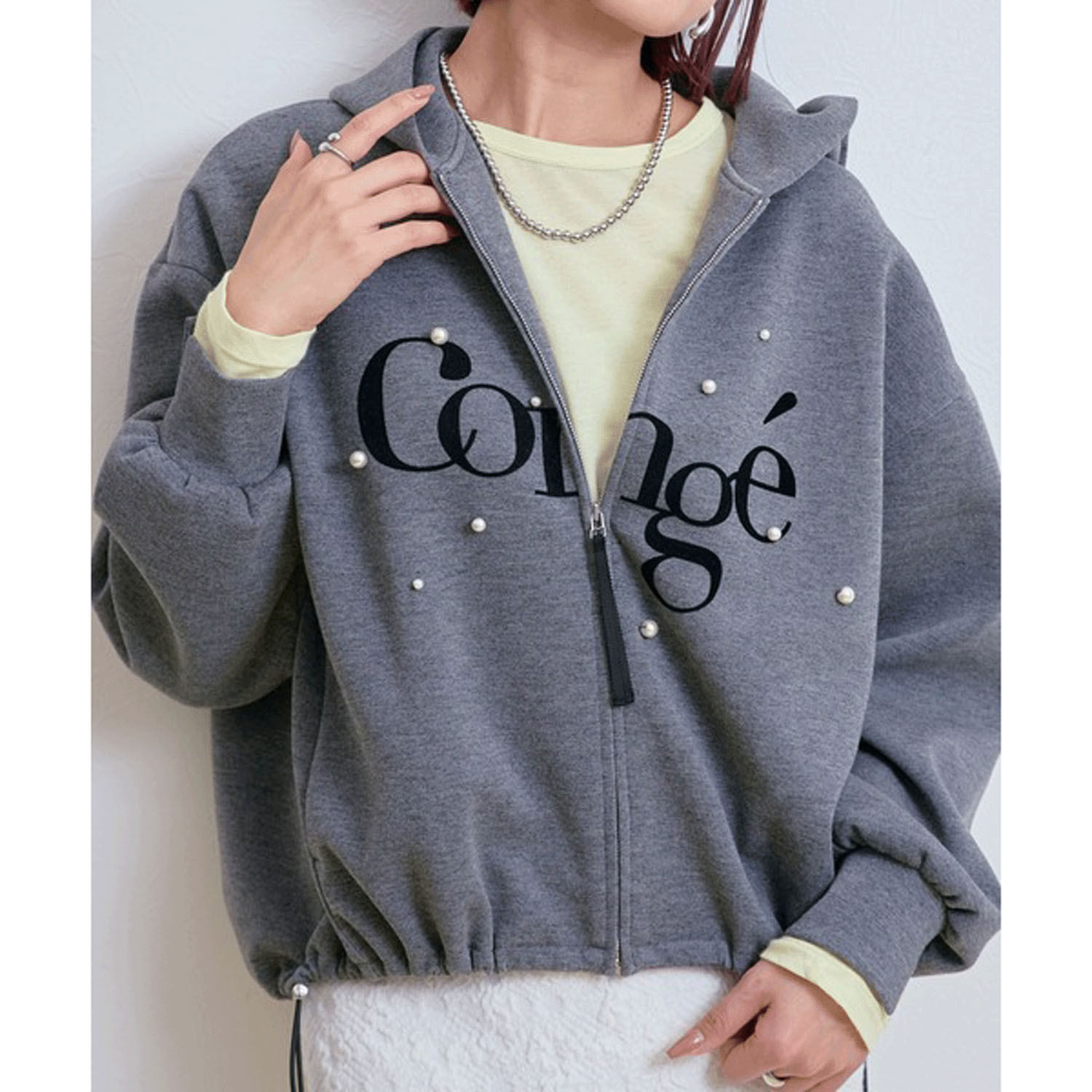 LHELBIE パールロゴジップパーカー - 画像1