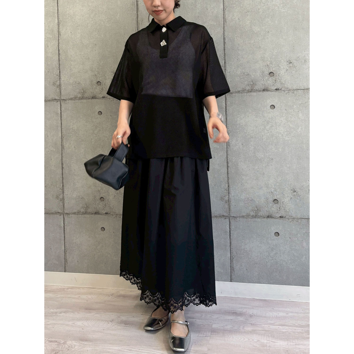 ROSIEE ニュアンス釦メッシュBIGシャツ - 画像14