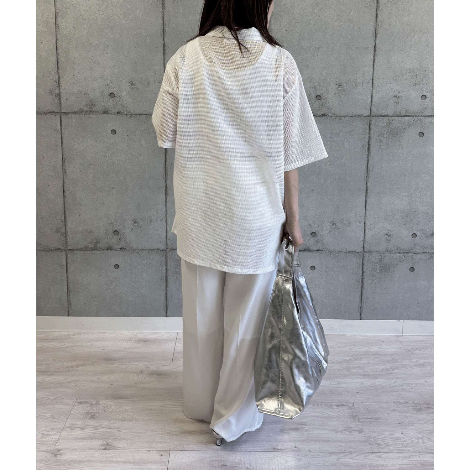 ROSIEE ニュアンス釦メッシュBIGシャツ - 画像6