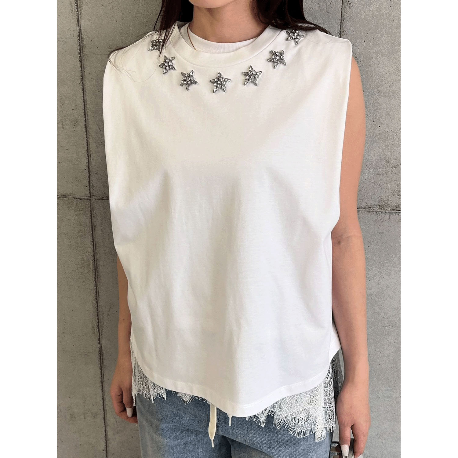 ROSIEE 星ビジューノースリーブTシャツ - 画像2