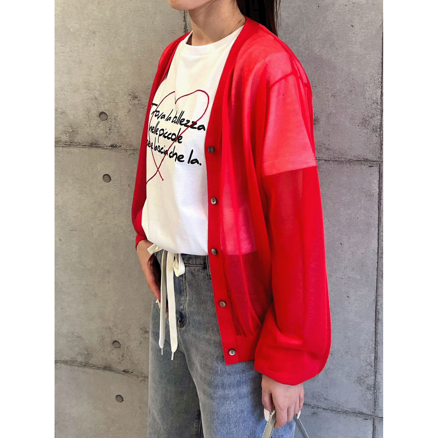 ROSIEE ハート刺繍×手書き風ロゴプリントTシャツ - 画像10