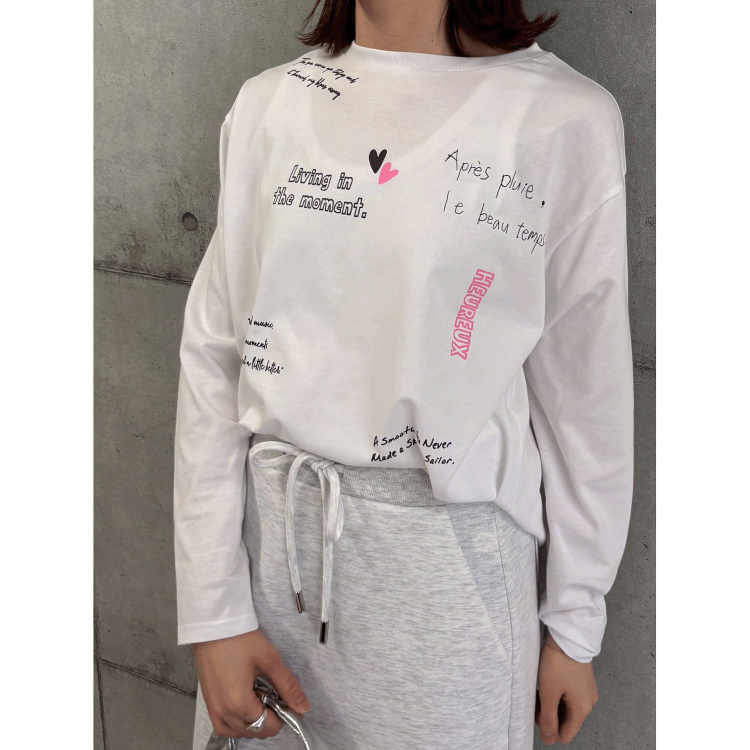 ROSIEE レタリングプリントロングTシャツ - 画像3