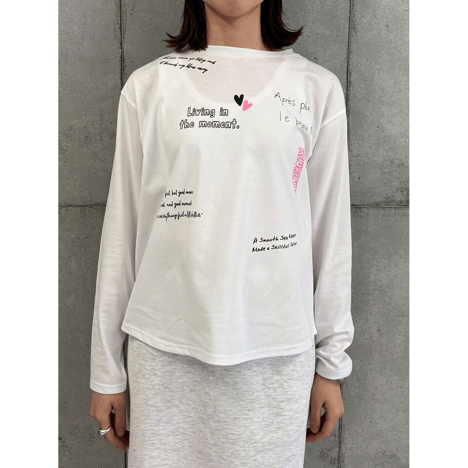 ROSIEE レタリングプリントロングTシャツ - 画像7