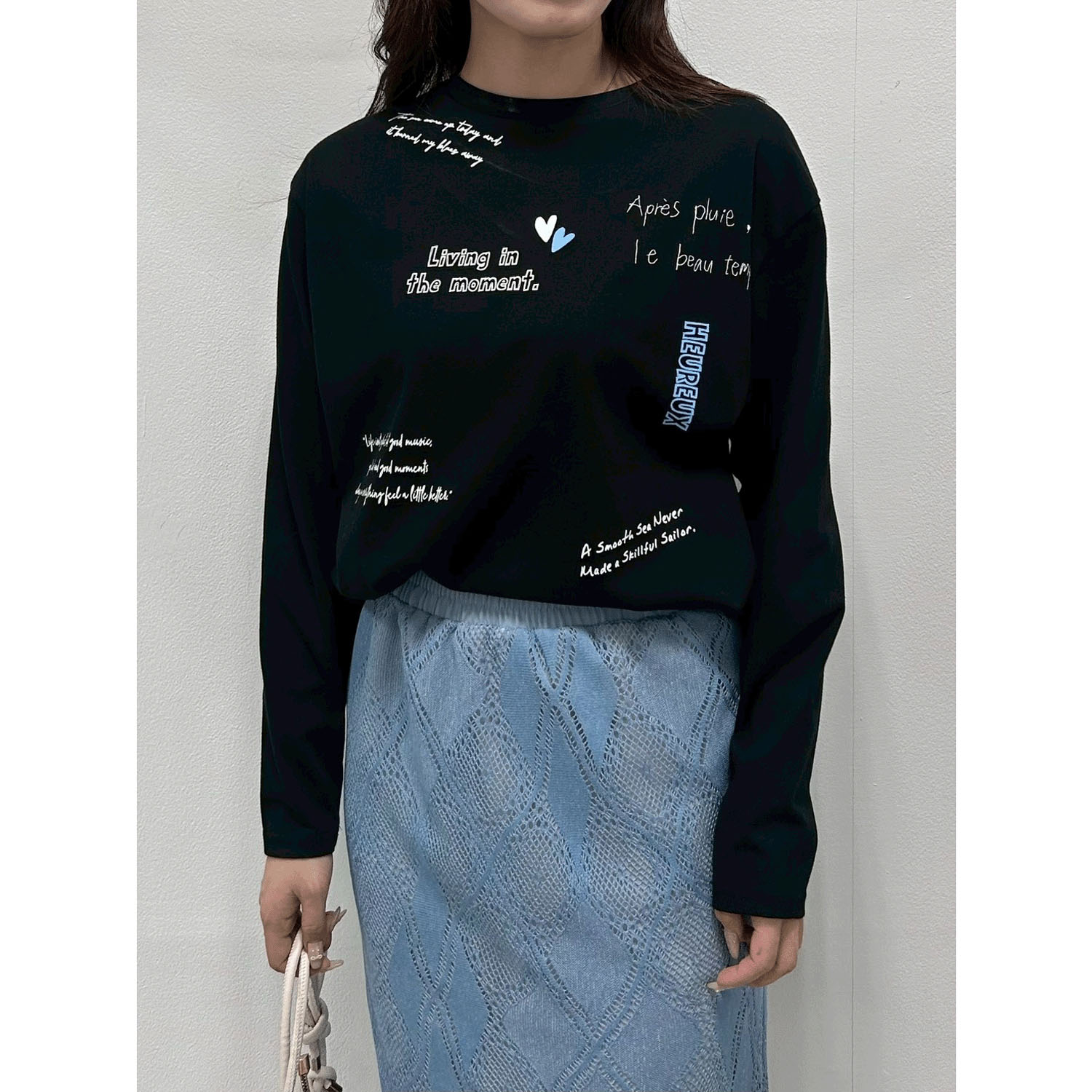 ROSIEE レタリングプリントロングTシャツ - 画像1