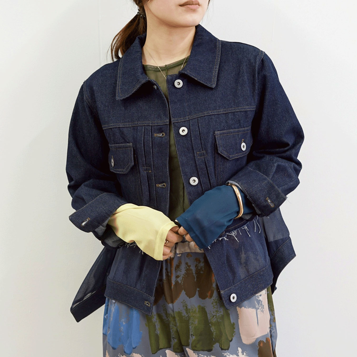 SEVEN SENSE レイヤードヘムシアーデニムジャケット