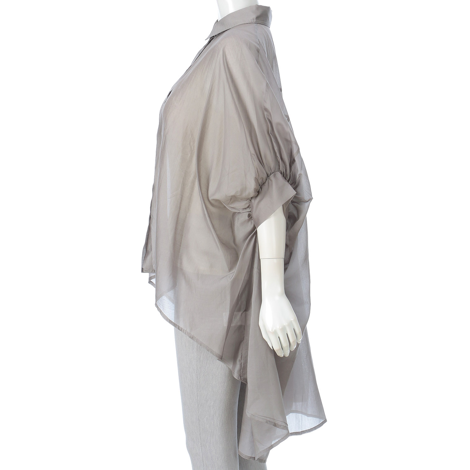 洗えるシルク バックロングシャツ - 画像2