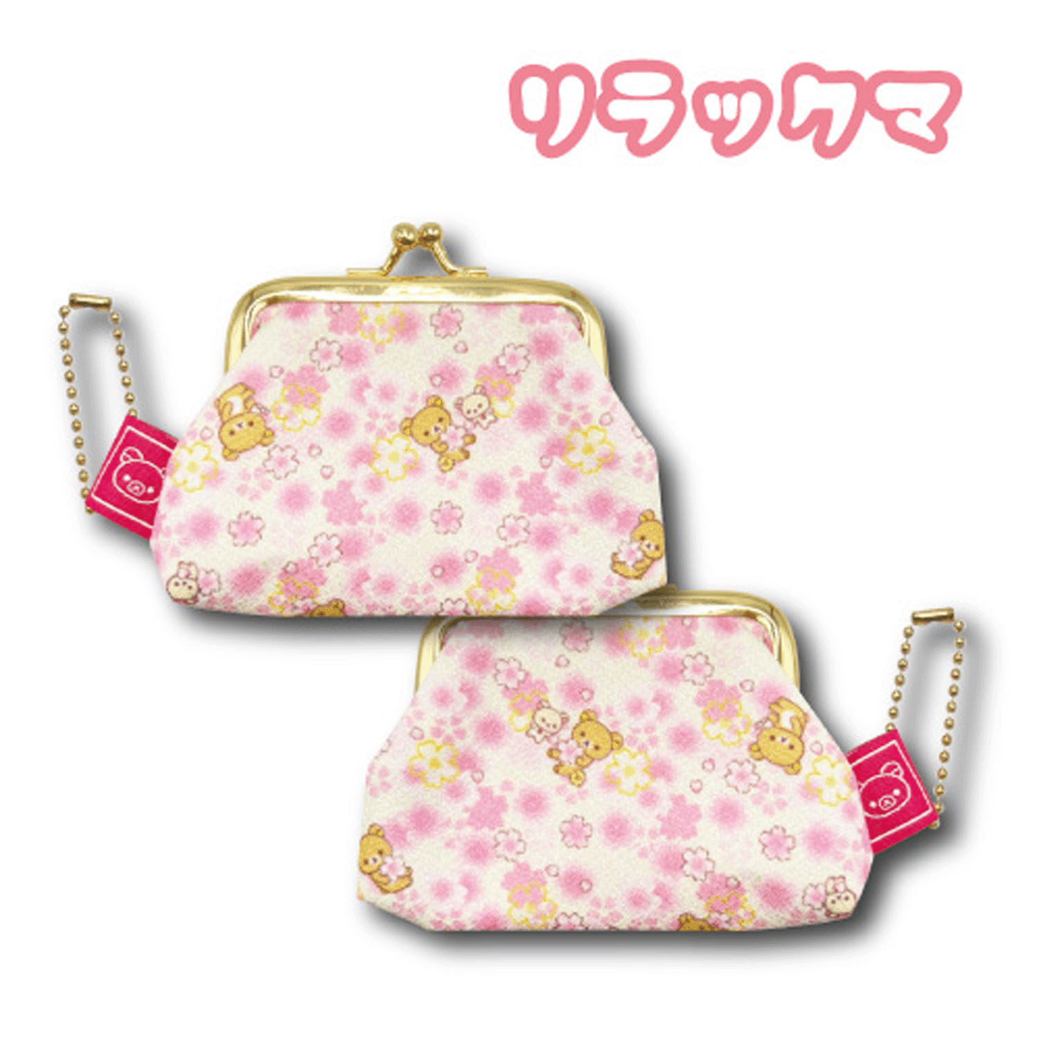 リラックマ ミニがま口ポーチ 桜柄 - 画像1