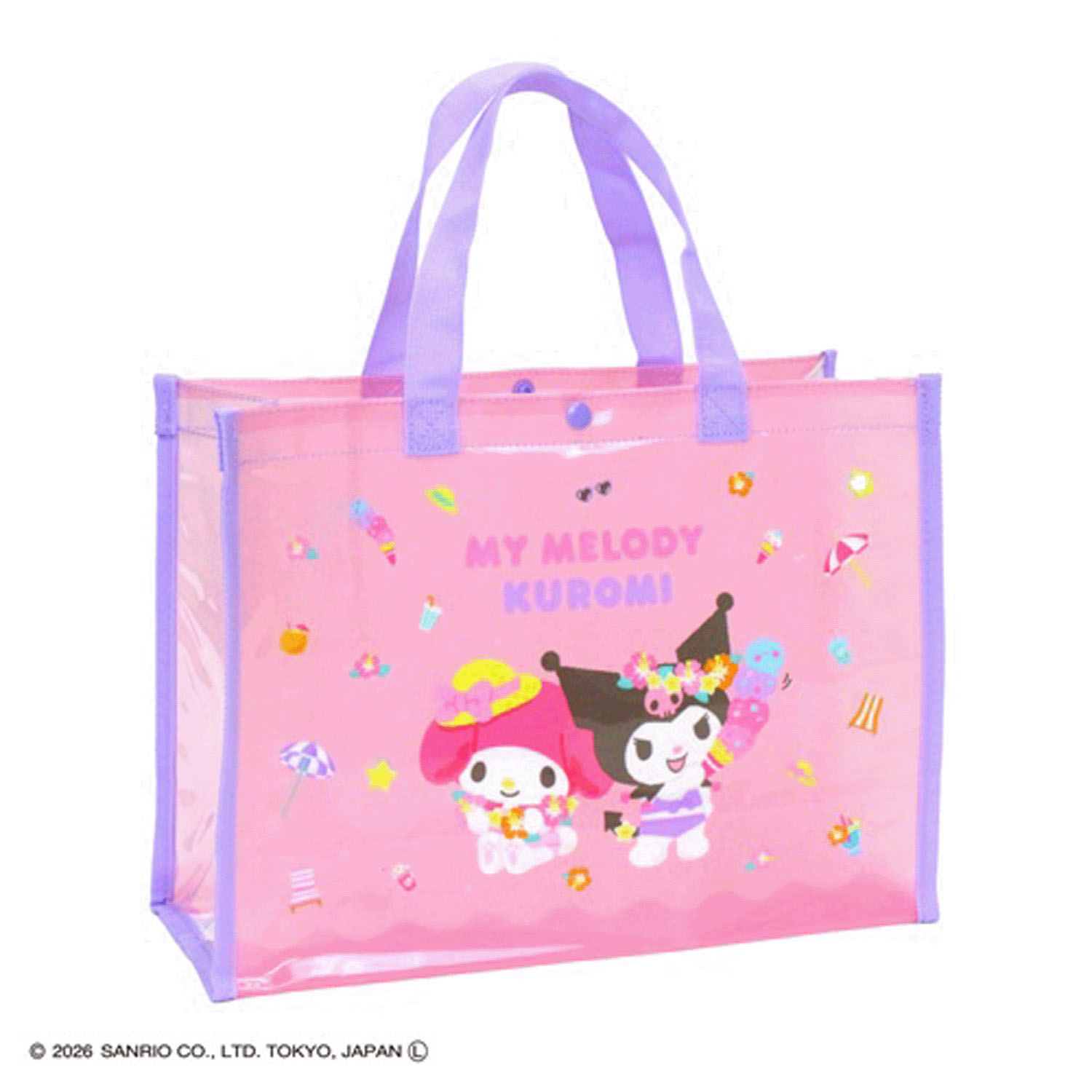 サンリオ マイメロディ＆クロミ トート型ビーチバッグ ピンク - 画像1