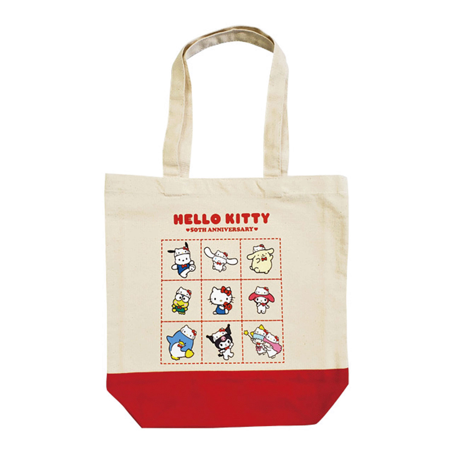 ハローキティ トートバッグ ナチュラル×レッド - 画像1
