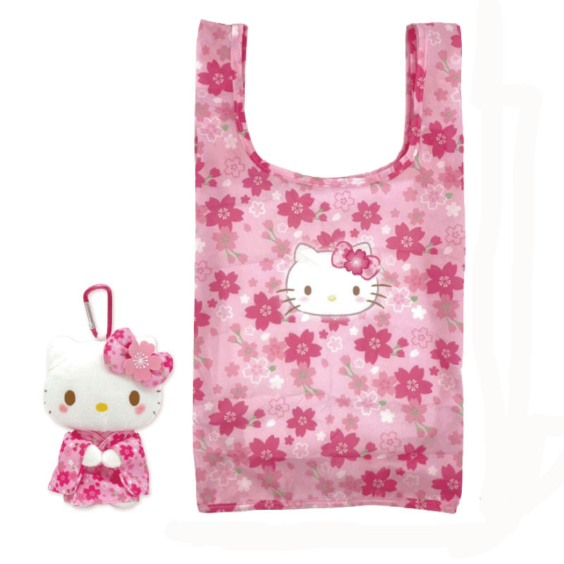 ハローキティ ぬいぐるみエコバッグ 桜着物 - 画像1