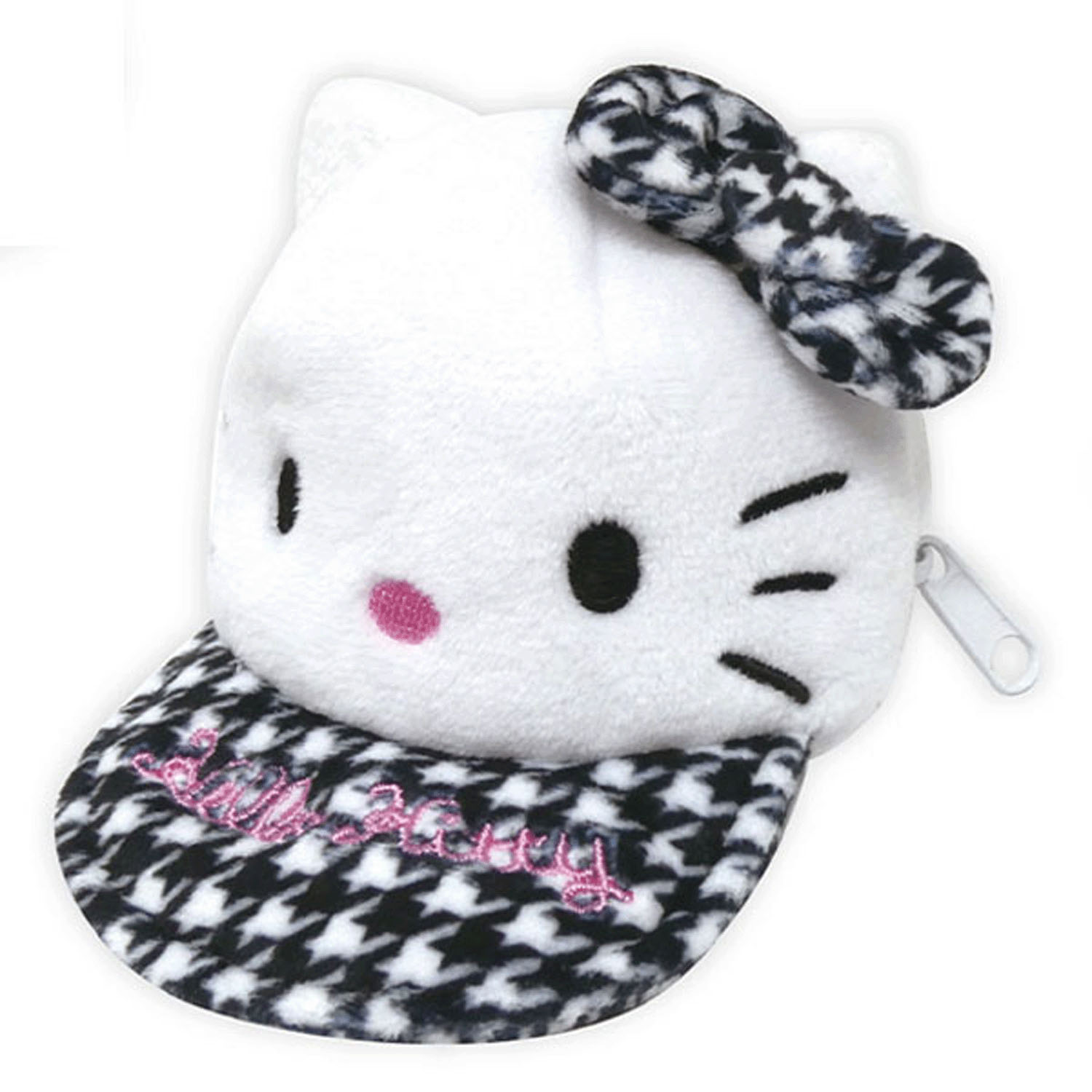 サンリオキャラクターズ ハローキティ 帽子型ポーチ 千鳥格子／ - 画像1
