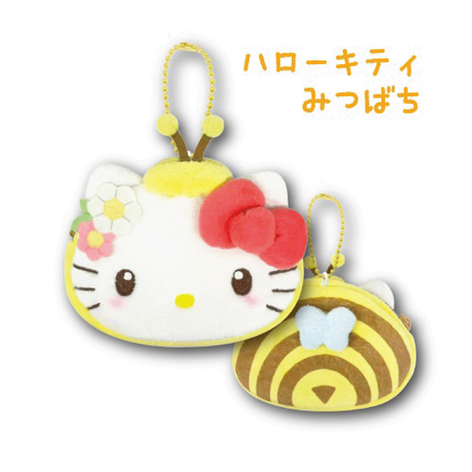 サンリオ ハローキティ ミニフェイスポーチ ちいさないきもの みつばち - 画像1