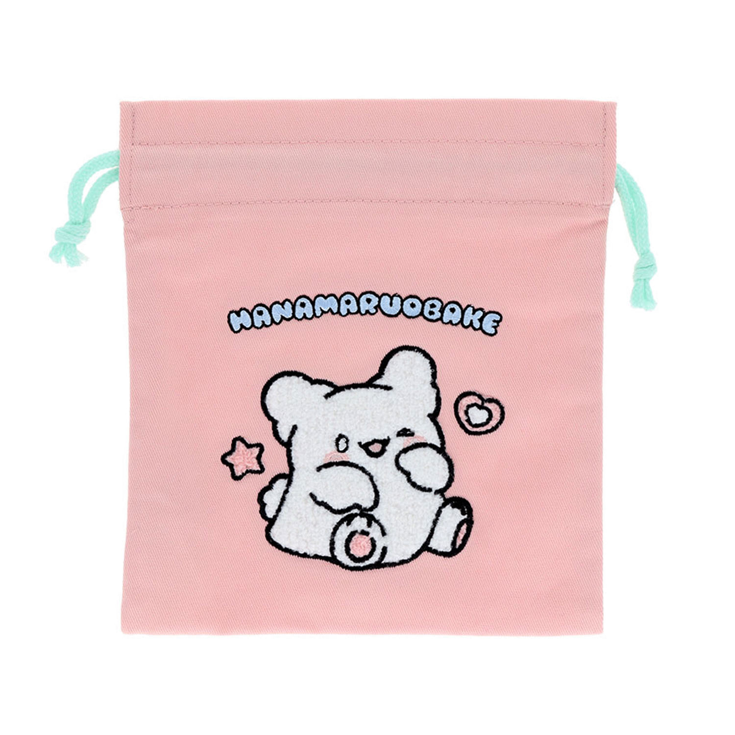 はなまるおばけ サガラ刺繍巾着 ピンク - 画像2