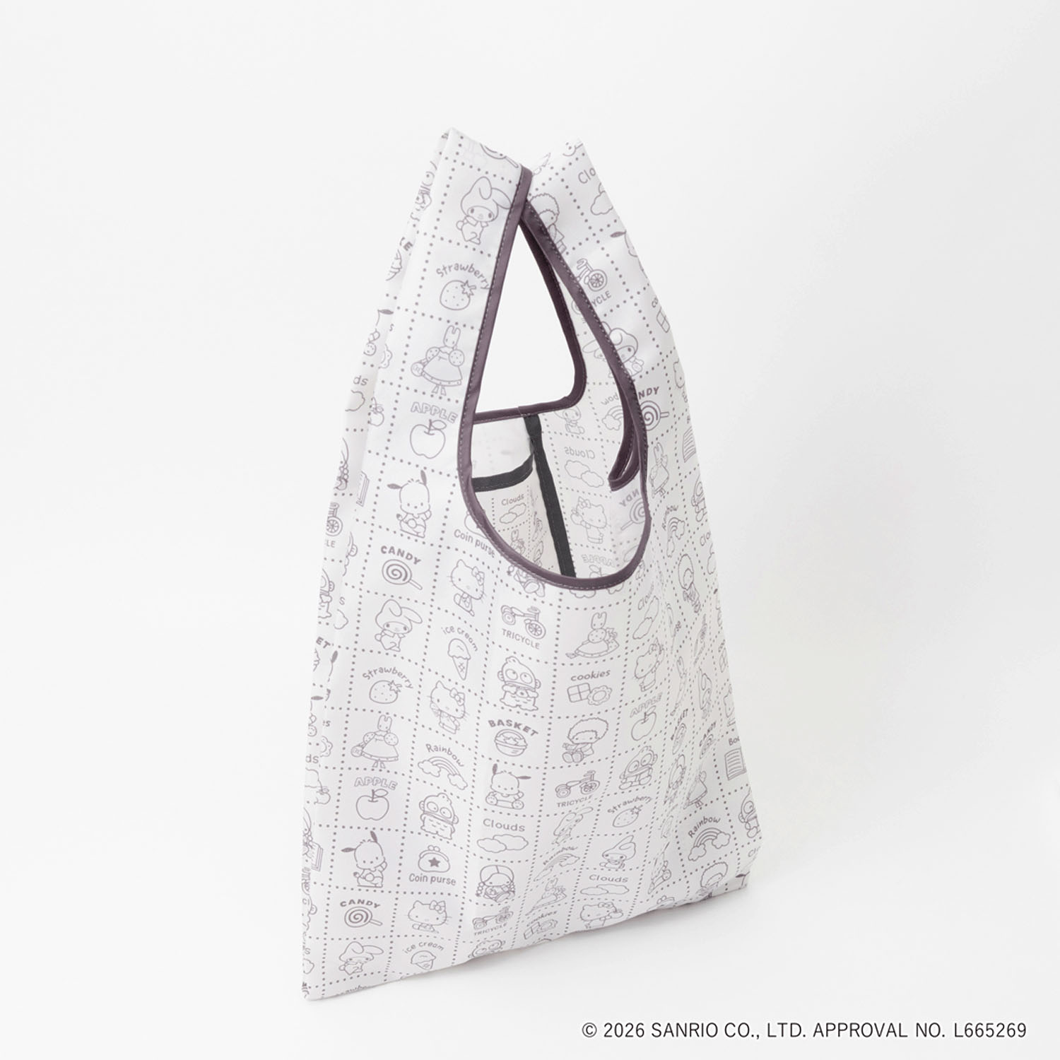 SANRIO CHARACTERS BASIC ショッピングバッグS MIXモノトーン - 画像2