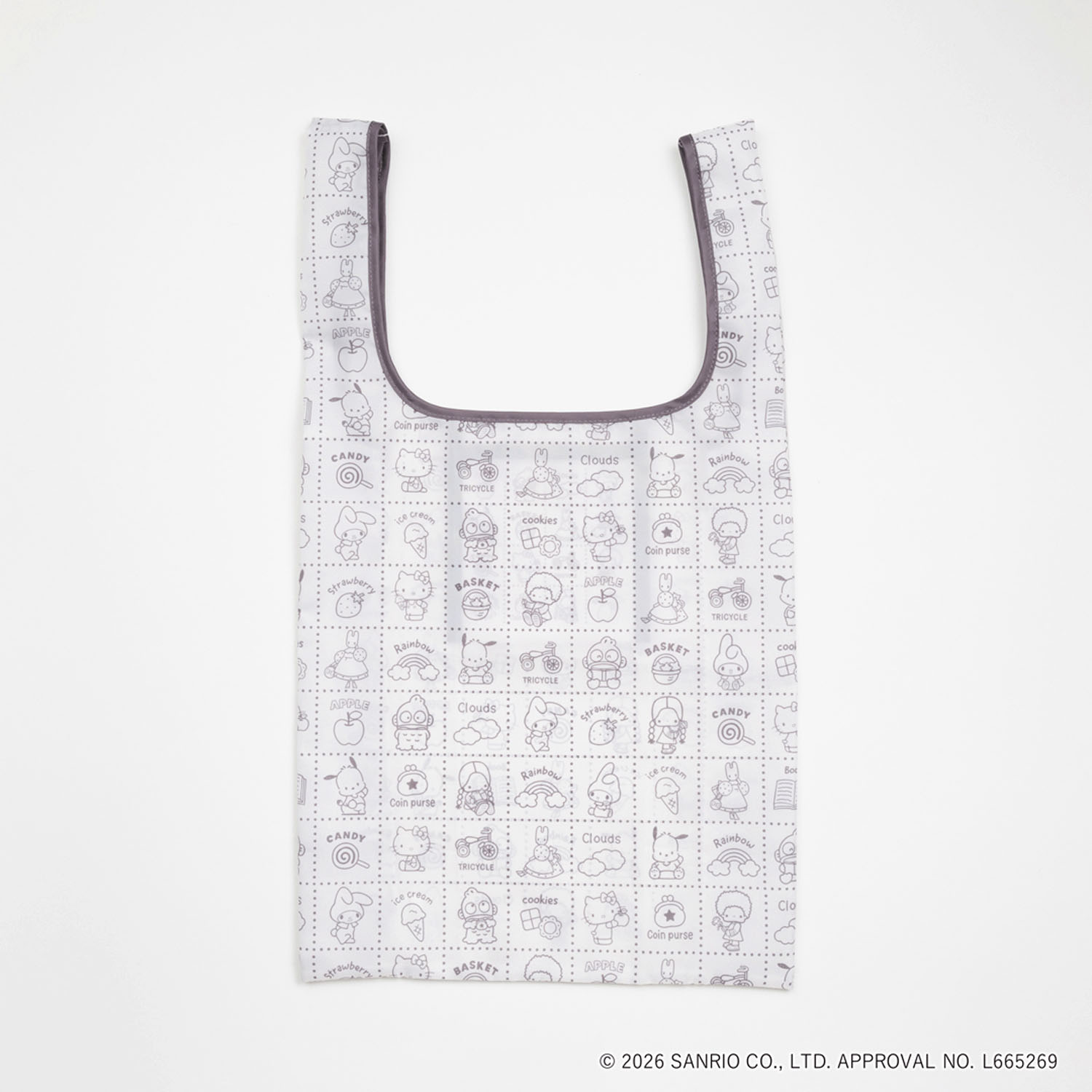 SANRIO CHARACTERS BASIC ショッピングバッグS MIXモノトーン - 画像1
