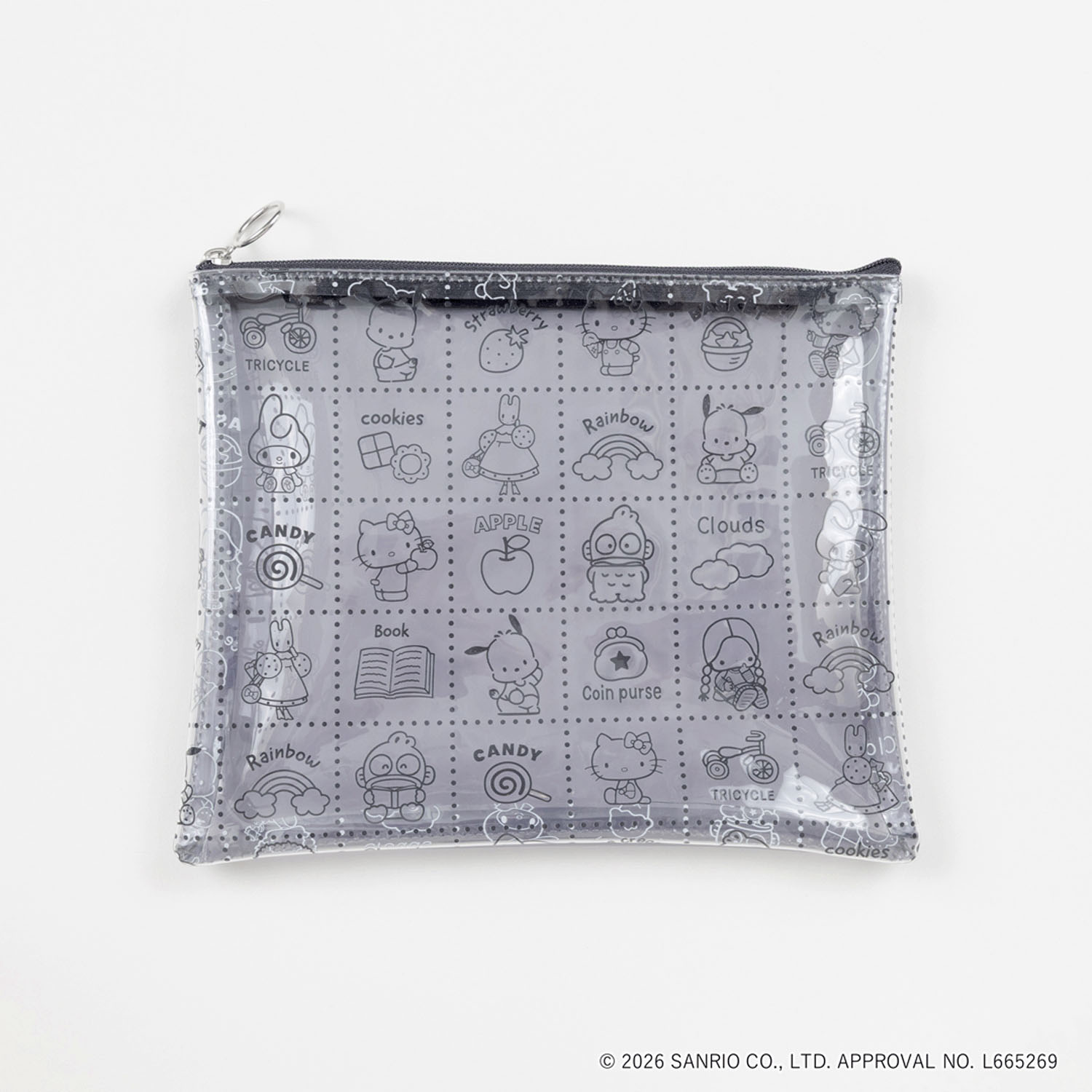 SANRIO CHARACTERS BASIC PVCポーチ MIXモノトーン - 画像1