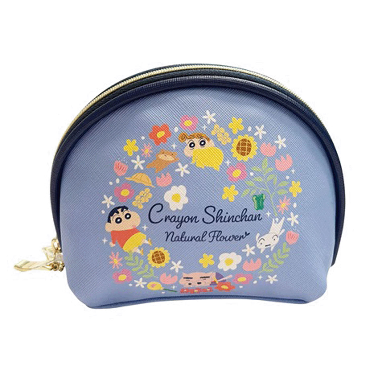 クレヨンしんちゃん シェルポーチ フラワー ブルー - 画像1