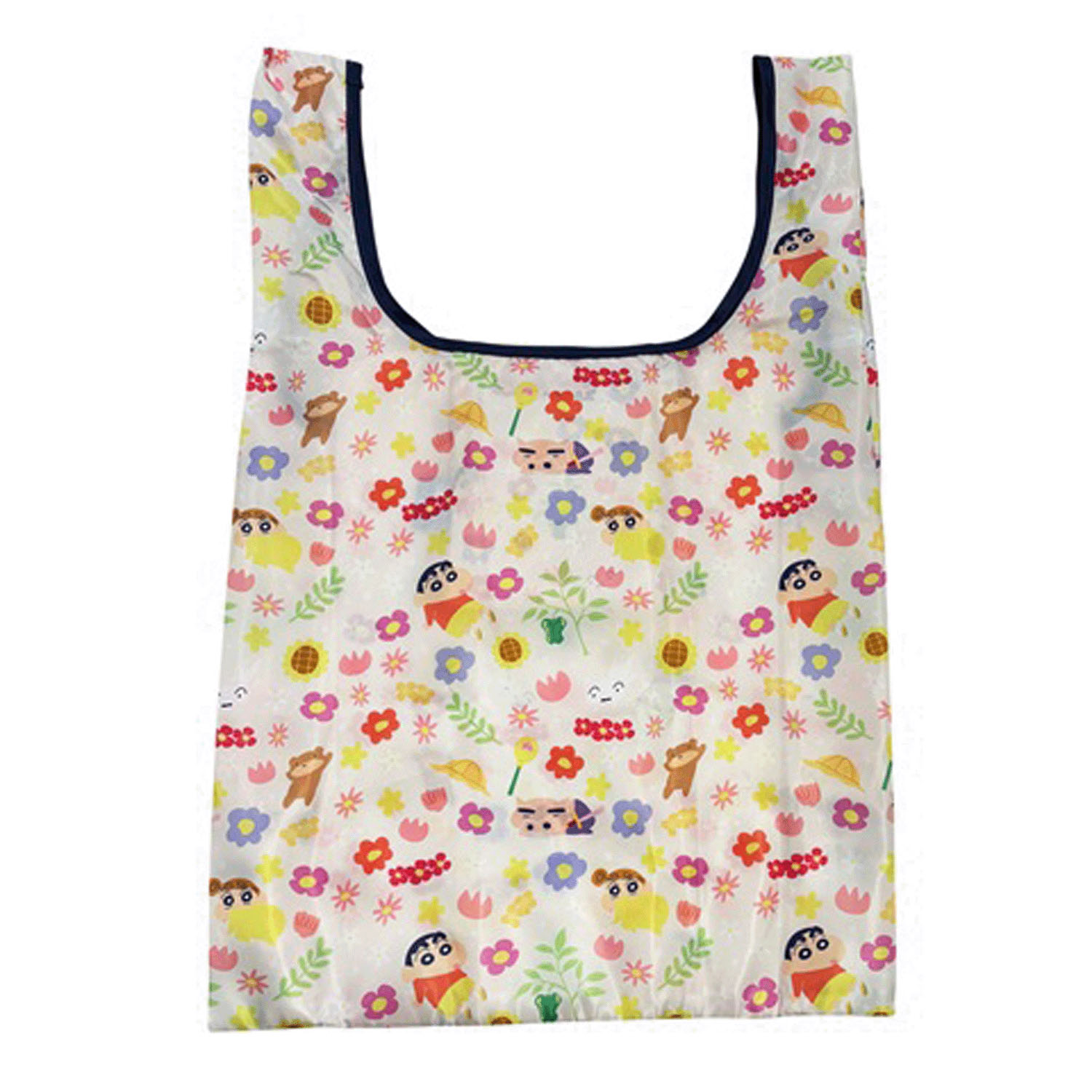 クレヨンしんちゃん マルシェショッピングバッグ フラワー ベージュ - 画像1