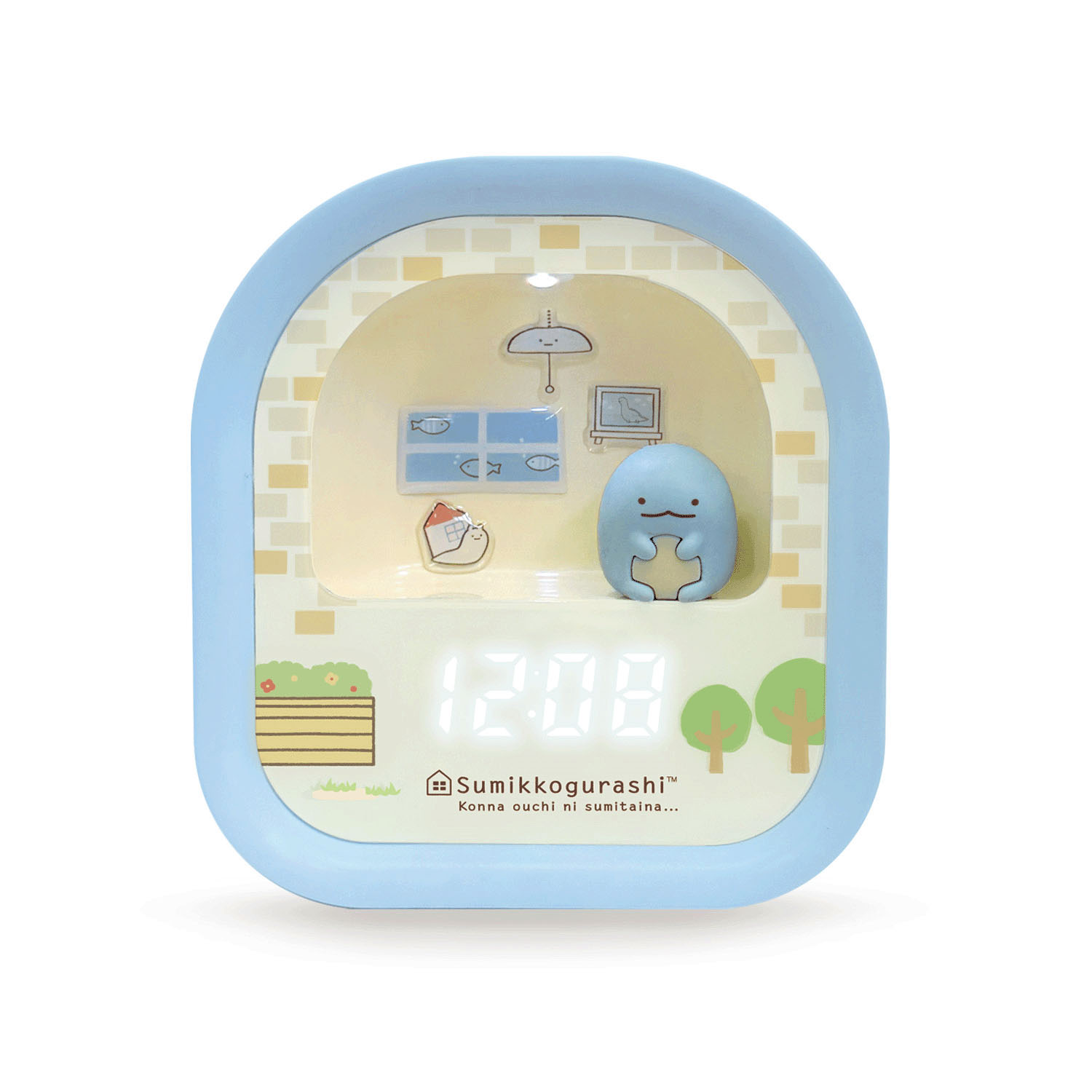 すみっコぐらし 3Dフィギュア LEDライト付き デジタルクロック とかげ ブルー