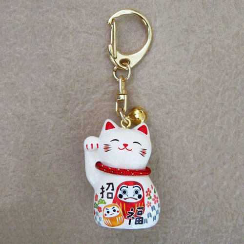 招福だるま 招き猫キーホルダー - 画像1