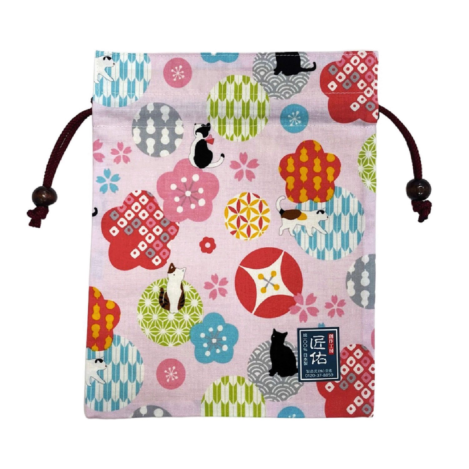 【在庫限りで製造終了】平巾着 ねこ花 - 画像3