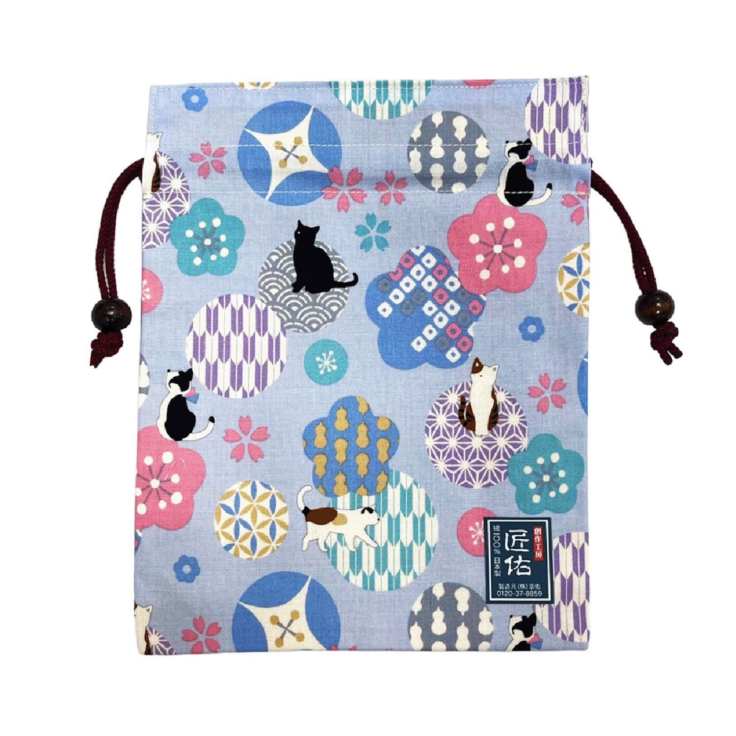 【在庫限りで製造終了】平巾着 ねこ花 - 画像4