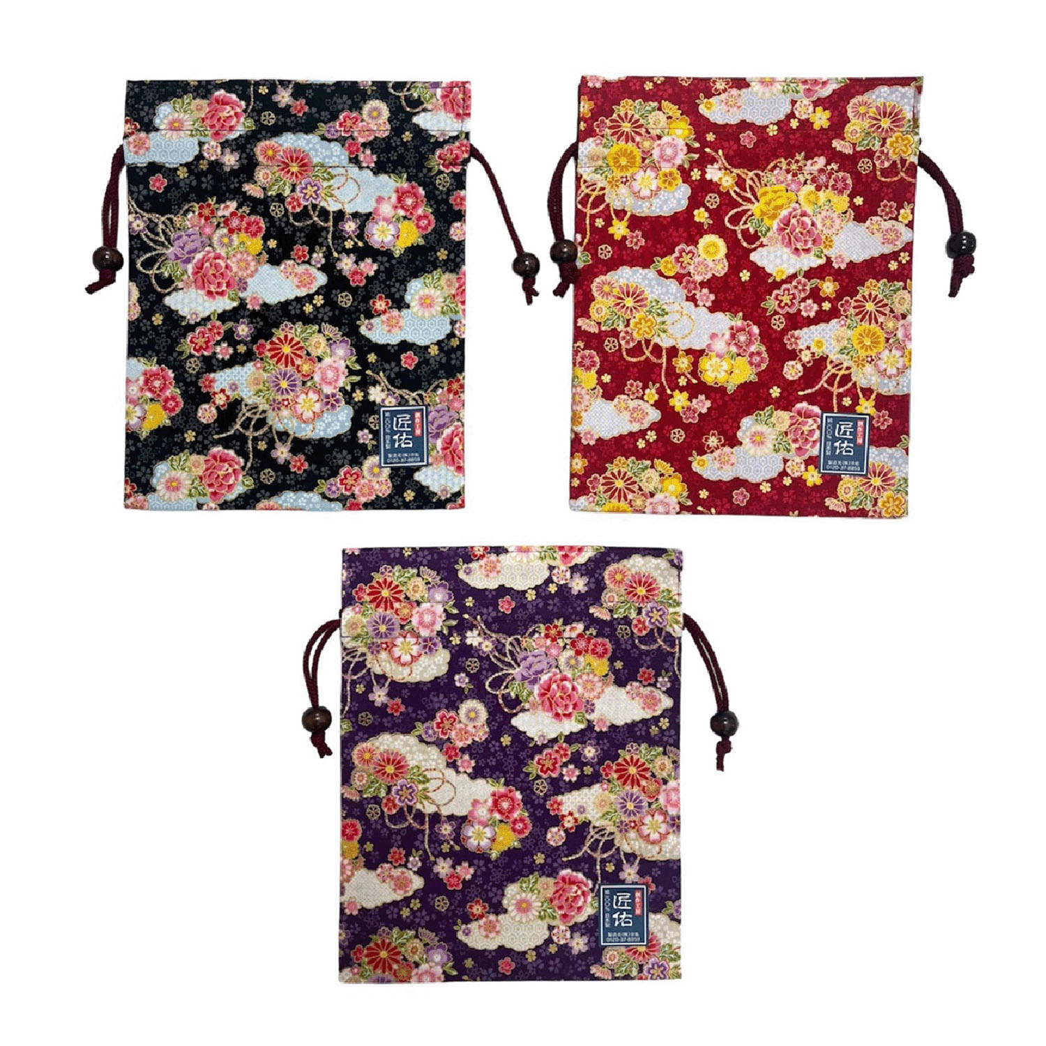 【15黒 83紫 在庫限りで終了】平巾着 花車 - 画像1