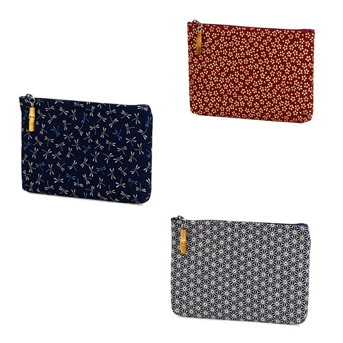 小紋 竹玉付 平ポーチ 角 - 画像1