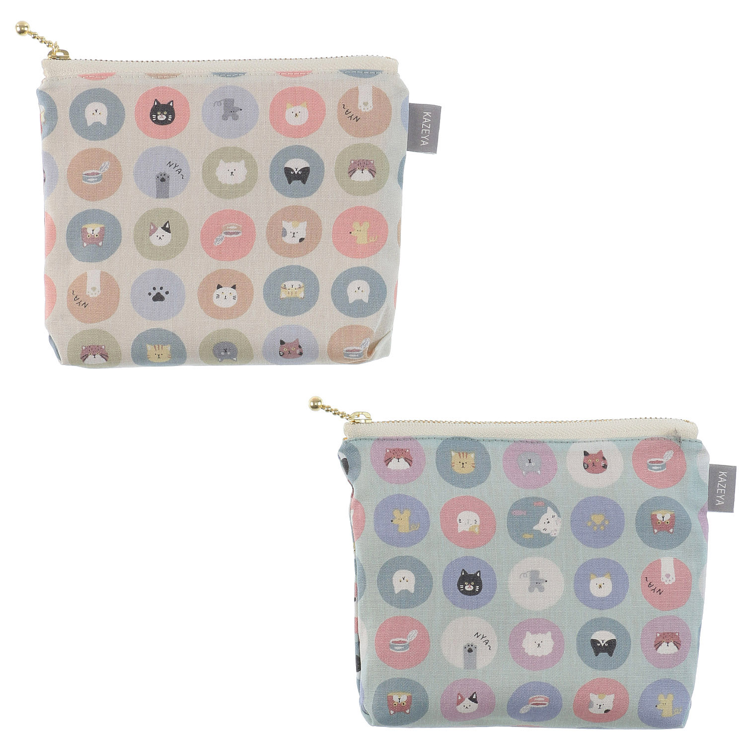 ファスナーポーチ ドット猫